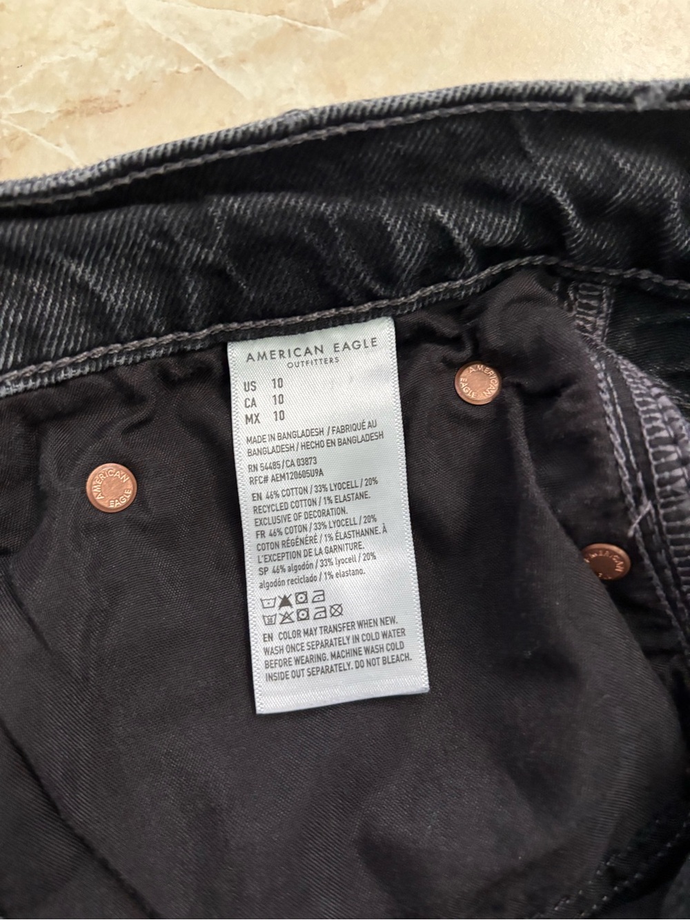 American Eagle AE ex-boyfriend jeans shorts black summer beach festival - Picture 5 of 5